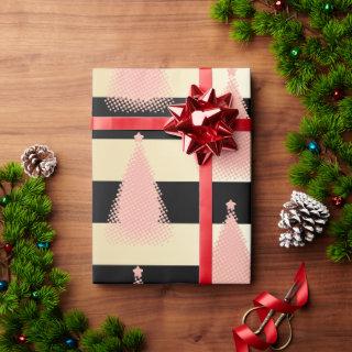 Elegant Rose Gold & Gold Christmas Tree Pattern