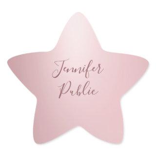 Elegant Rose Gold Template Handwritten Script Star Sticker