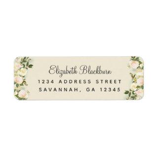 Elegant Roses Botanical Wedding Return Address Label