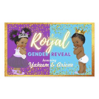 Elegant Royal African Gender Reveal Purple & Blue Rectangular Sticker