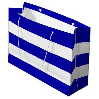 Elegant Royal Blue White Stripes Large Gift Bag