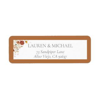 Elegant Rust Orange Bridal Shower Return Address Label