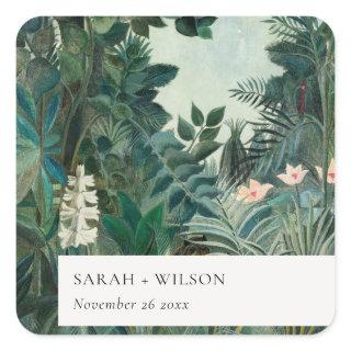 Elegant Rustic Exotic Tropical Rainforest Wedding Square Sticker