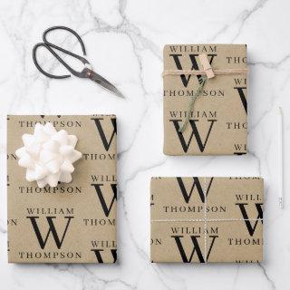 Elegant Rustic Kraft Monogrammed Name  Sheets