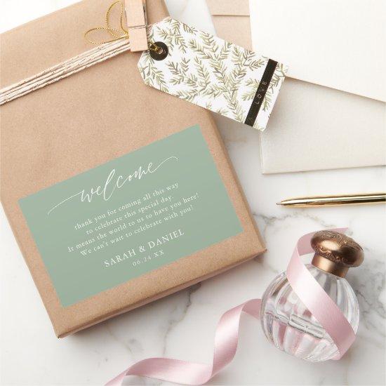 Elegant Sage Green Wedding Welcome Gift Rectangular Sticker