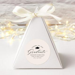 Elegant Script Cream Cheers to the Graduate Classic Round Sticker