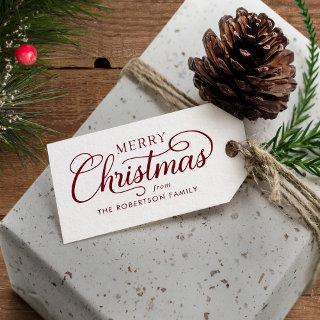 Elegant Script Merry Christmas Botanical Gift Tags