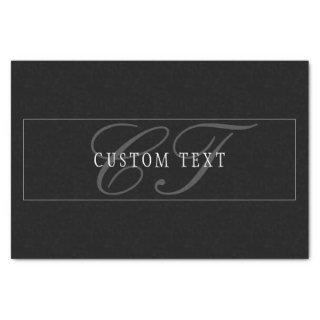 Elegant Script Monogram Editable Black Grey White Tissue Paper