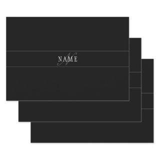 Elegant Script Monogram Editable Black Grey White  Sheets