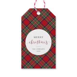 Elegant Script Plaid Stewart Tartan Gift Tags