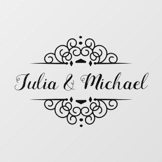 Elegant Script Wedding Names Floor Decals