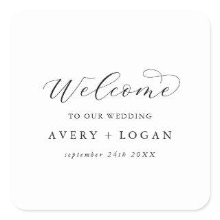 Elegant Script Wedding Welcome Square Sticker