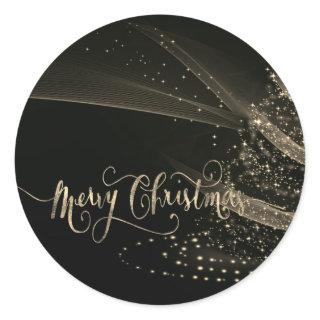 Elegant Shiny Gold  Christmas Tree Classic Round Sticker