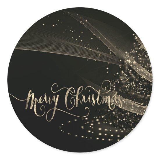 Elegant Shiny Gold  Christmas Tree Classic Round Sticker