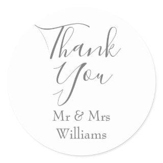 Elegant Signature Script Thank You Classic Round Sticker