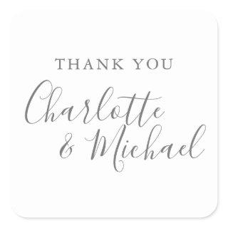 Elegant Signature Script Thank You Square Sticker