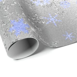 Elegant Silver Blue Christmas Snowflake Pattern