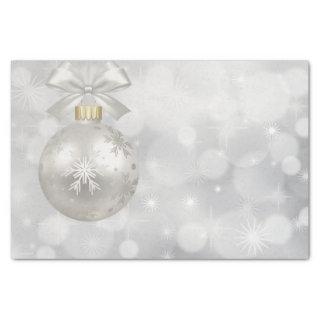Elegant Silver Christmas Ball on Bokeh Lights Tissue Paper
