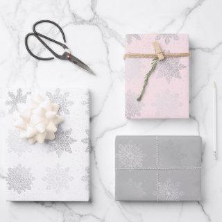 Elegant Silver Christmas Snowflake Pattern    Sheets
