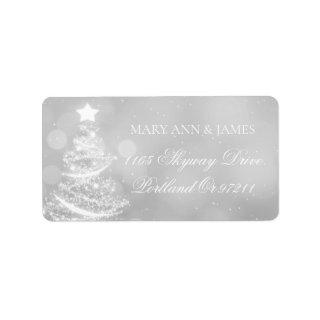 Elegant Silver Christmas Wedding  Label