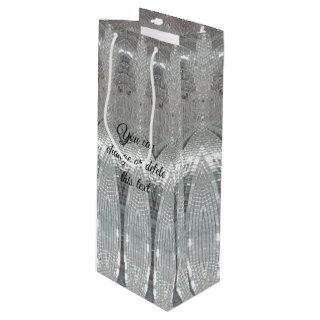 Elegant Silver Gray Mosaic Pattern Festive Chic Wine Gift Bag