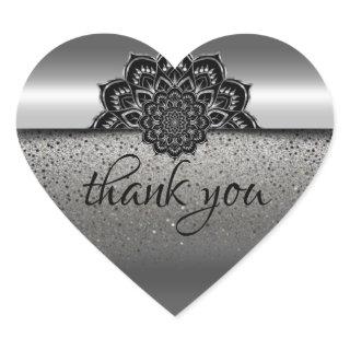 elegant silver with thanks heart sticker
