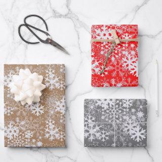 Elegant Silvery Christmas Snowflakes Kraft Brown  Sheets