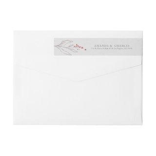 Elegant simple gray & red flowers wrap around label