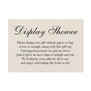 Elegant, Simple No Wrap Bridal Shower, Cream Enclosure Card