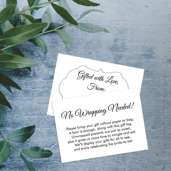 Elegant, Simple No Wrapping Needed! Bridal Shower Enclosure Card