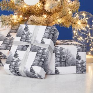 Elegant Snow-covered Trees Winter Photo Pattern