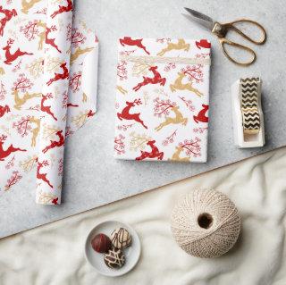 Elegant Snowflake Gold Red Reindeer Christmas