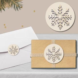 Elegant Snowflake Holiday Round Sticker