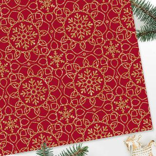 Elegant Snowflake Pattern Christmas Deep Red Gold