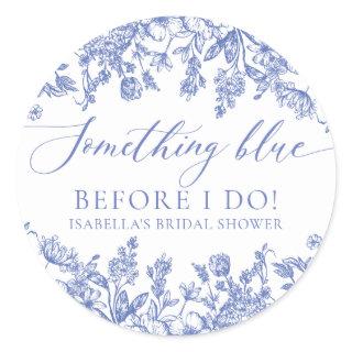 Elegant Something Blue Before I do Bridal Shower Classic Round Sticker