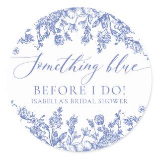 Elegant Something Blue Before I do Bridal Shower Classic Round Sticker