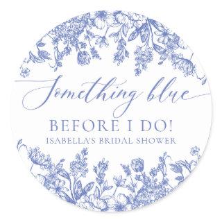 Elegant Something Blue Before I do Bridal Shower Classic Round Sticker