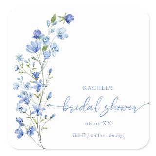 Elegant Something Blue Wildflower Bridal Shower  Square Sticker