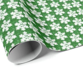 Elegant sparkling glitter green frosty snowflake