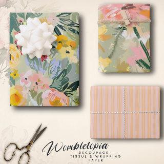 Elegant Spring Floral Watercolor Peach Decoupage  Sheets