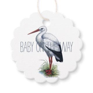 Elegant Stork Baby Shower Gift Favor Tags