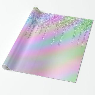 Elegant stylish colorful holographic glitter drips
