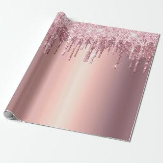Elegant stylish copper rose gold glitter drips