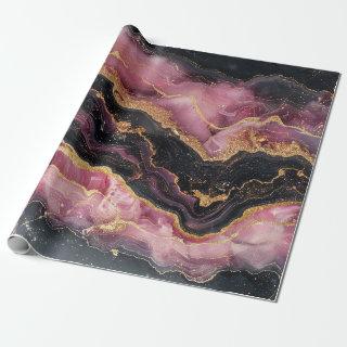 Elegant Stylish Gold Glitter Black Burgundy Marble