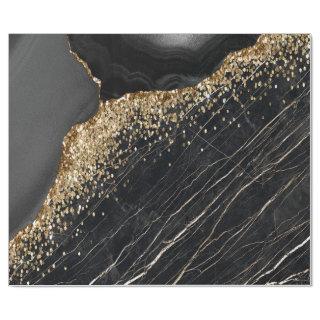 Elegant Stylish Gold Glitter Sequins Black Marble