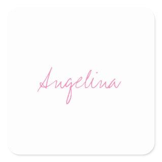 Elegant Stylish Trendy Unique Handwriting Script Square Sticker
