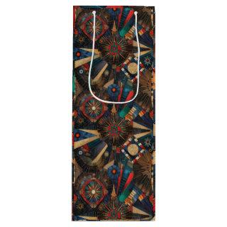 Elegant Teal "Ancient Indigenous Chronicles" Gloss Wine Gift Bag