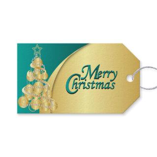 Elegant Teal and Gold Christmas Gift Tags