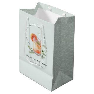 Elegant Teal Orange Green Cocktail Bridal Shower  Medium Gift Bag