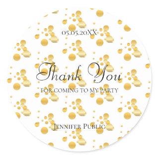 Elegant Thank You Script Gold Confetti Template Classic Round Sticker